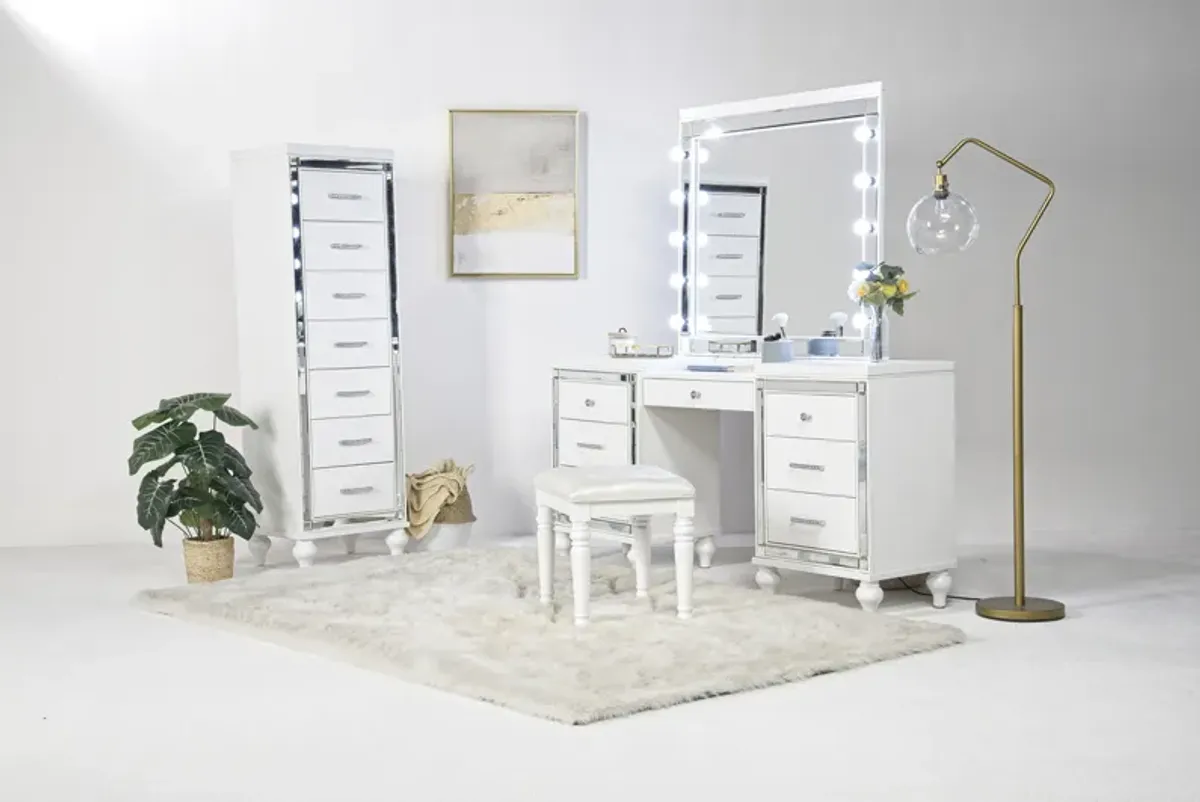 Valentino Vanity Mirror & Stool in White