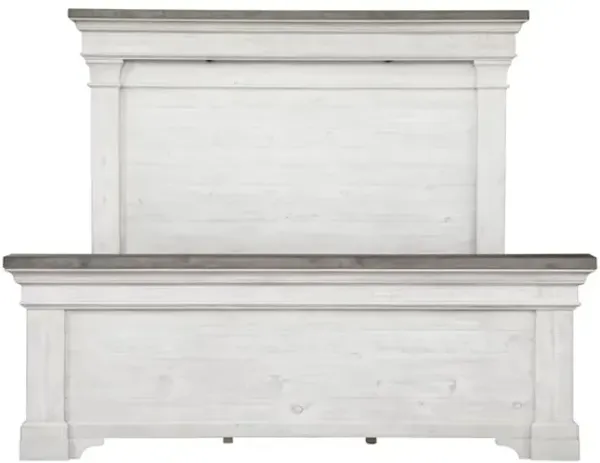 Valley Ridge Panel Bed in White Gray Finish, Queen