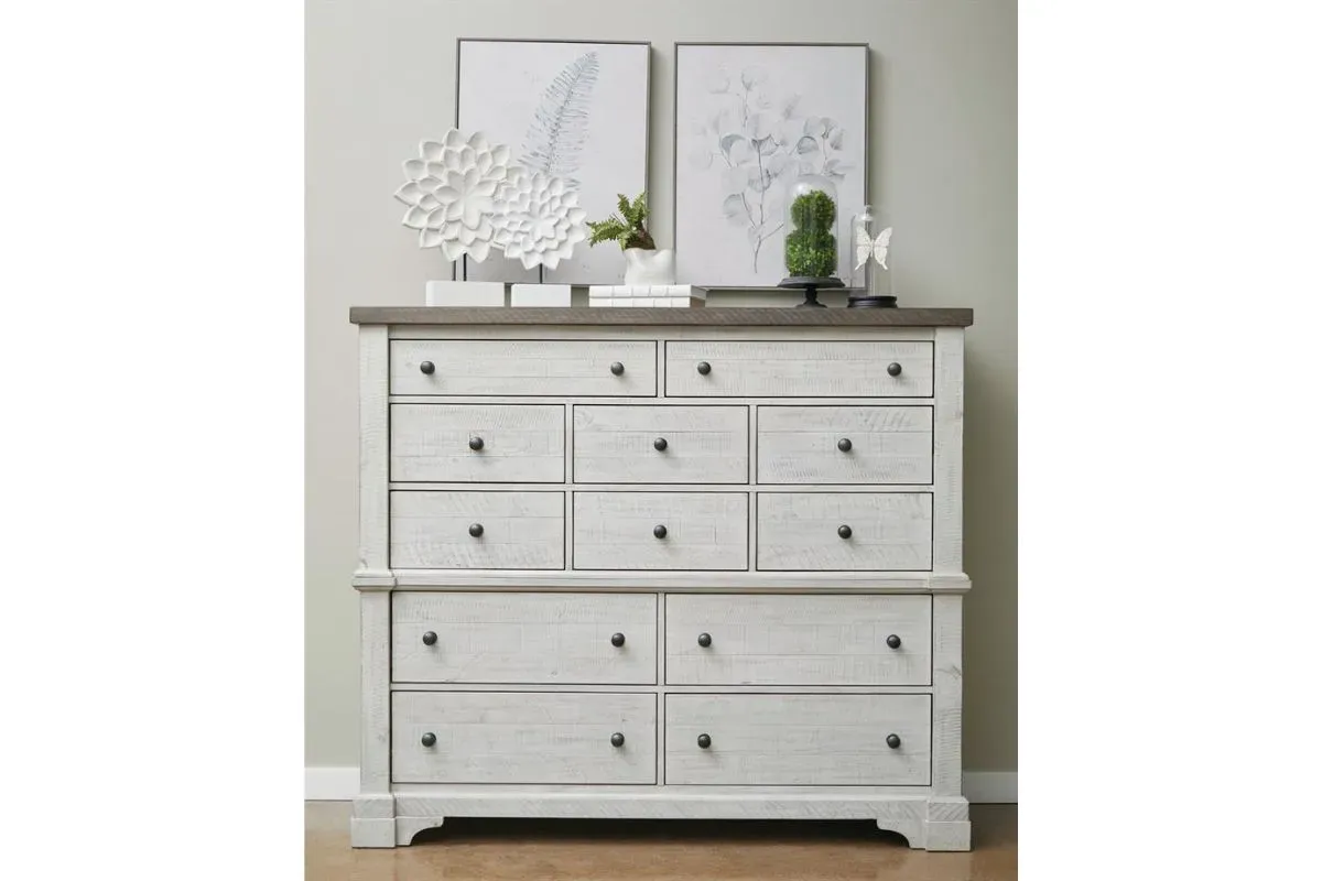 Valley Ridge Mans Chest in White Gray Finish