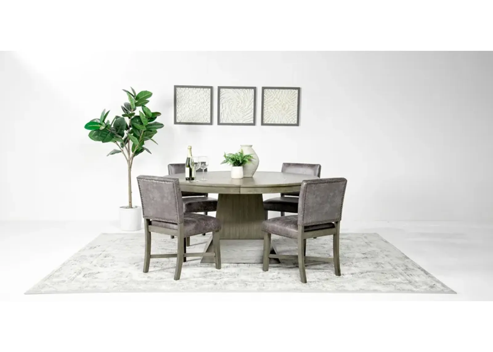 Vesper Oval Dining Table & 4 Chairs in Smoky Oak