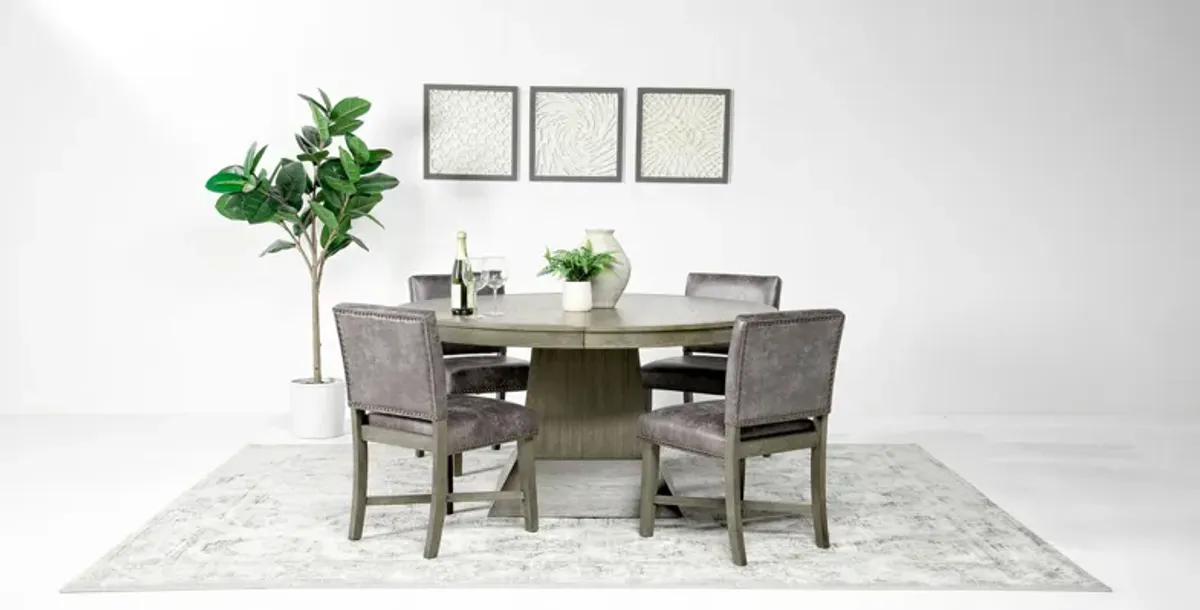 Vesper Oval Dining Table & 4 Chairs in Smoky Oak