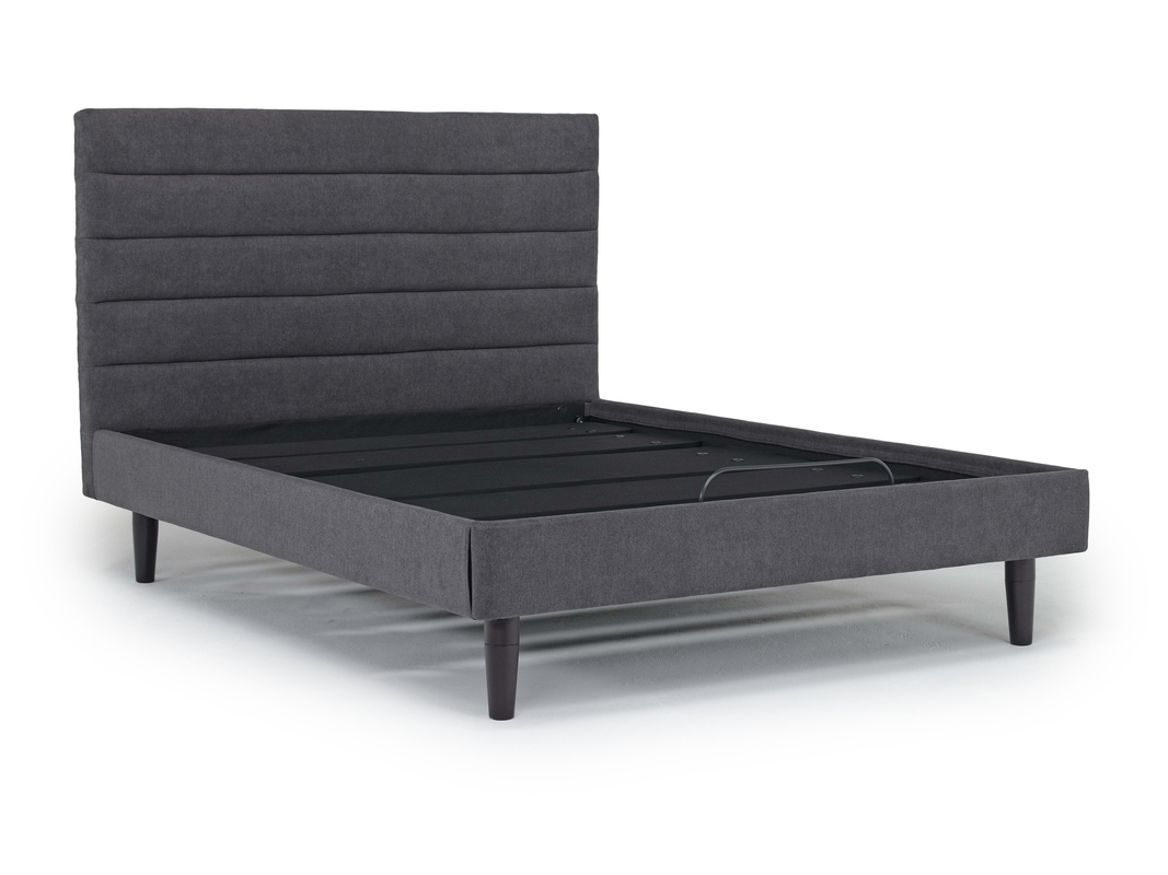 Vista Upholstered Adjustable Foundation Bed in Charcoal, Full