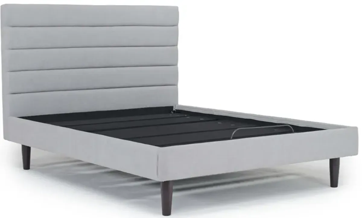 Vista Upholstered Adjustable Foundation Bed in Light Gray, Full