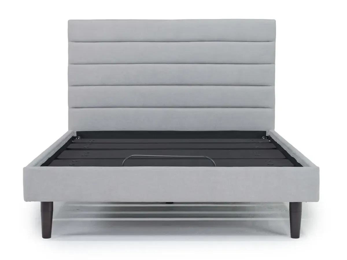 Vista Upholstered Adjustable Foundation Bed in Light Gray, Full