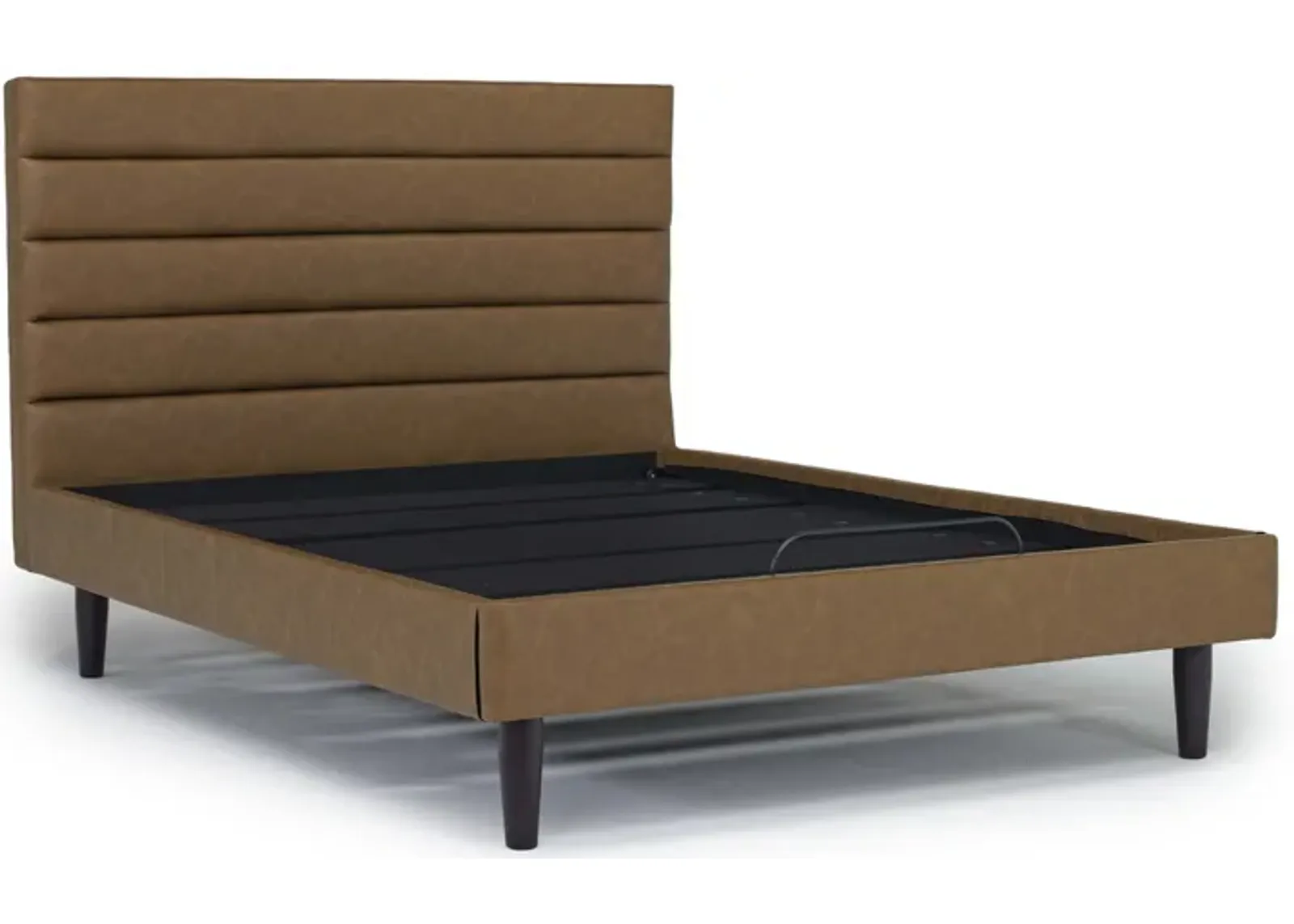 Vista Upholstered Adjustable Foundation Bed in Brown, Queen