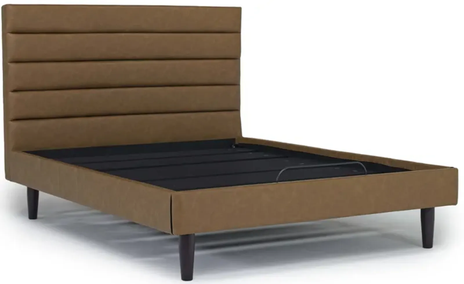 Vista Upholstered Adjustable Foundation Bed in Brown, Queen