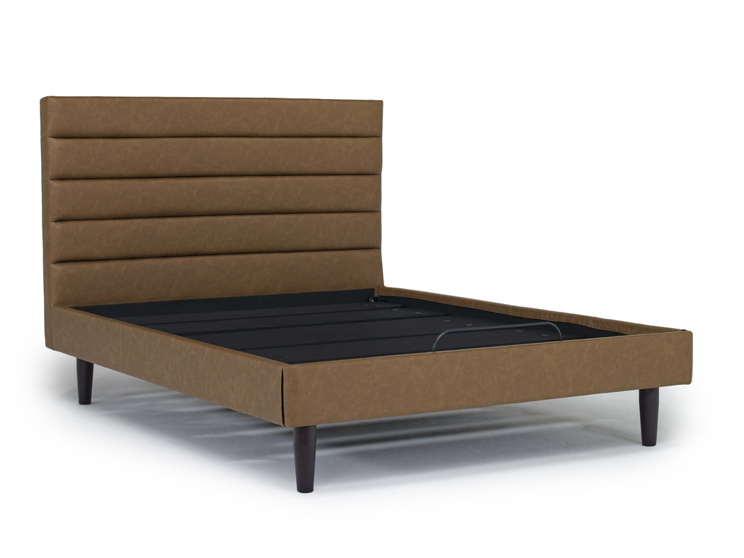 Vista Upholstered Adjustable Foundation Bed in Brown, Queen