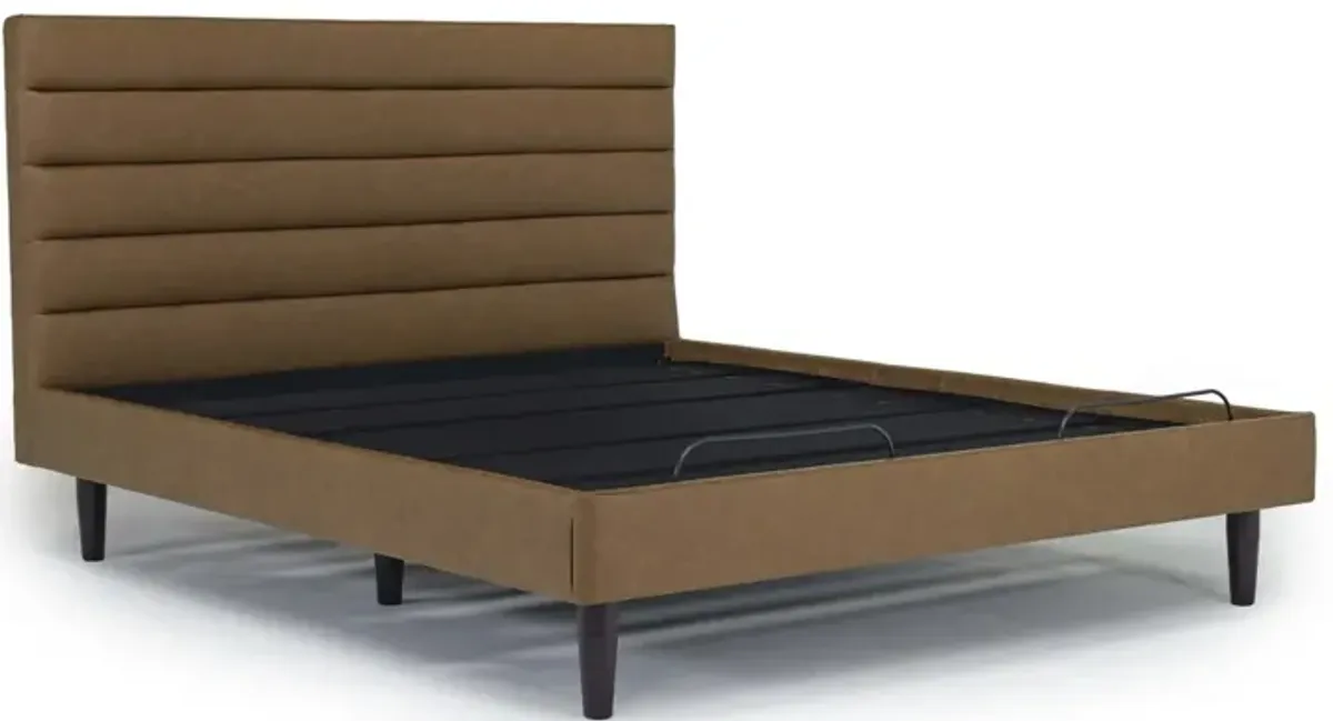 Vista Upholstered Adjustable Foundation Bed in Brown, CA King