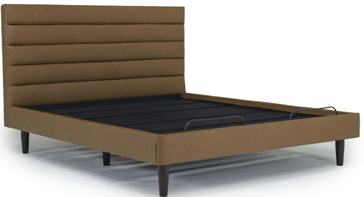 Vista Upholstered Adjustable Foundation Bed in Brown, CA King