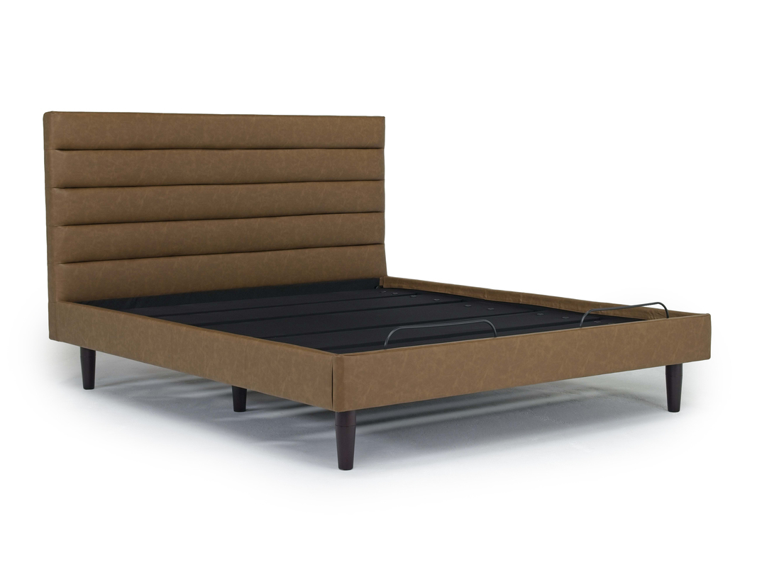 Vista Upholstered Adjustable Foundation Bed in Brown, Eastern King