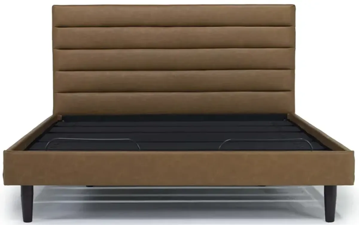 Vista Upholstered Adjustable Foundation Bed in Brown, Eastern King