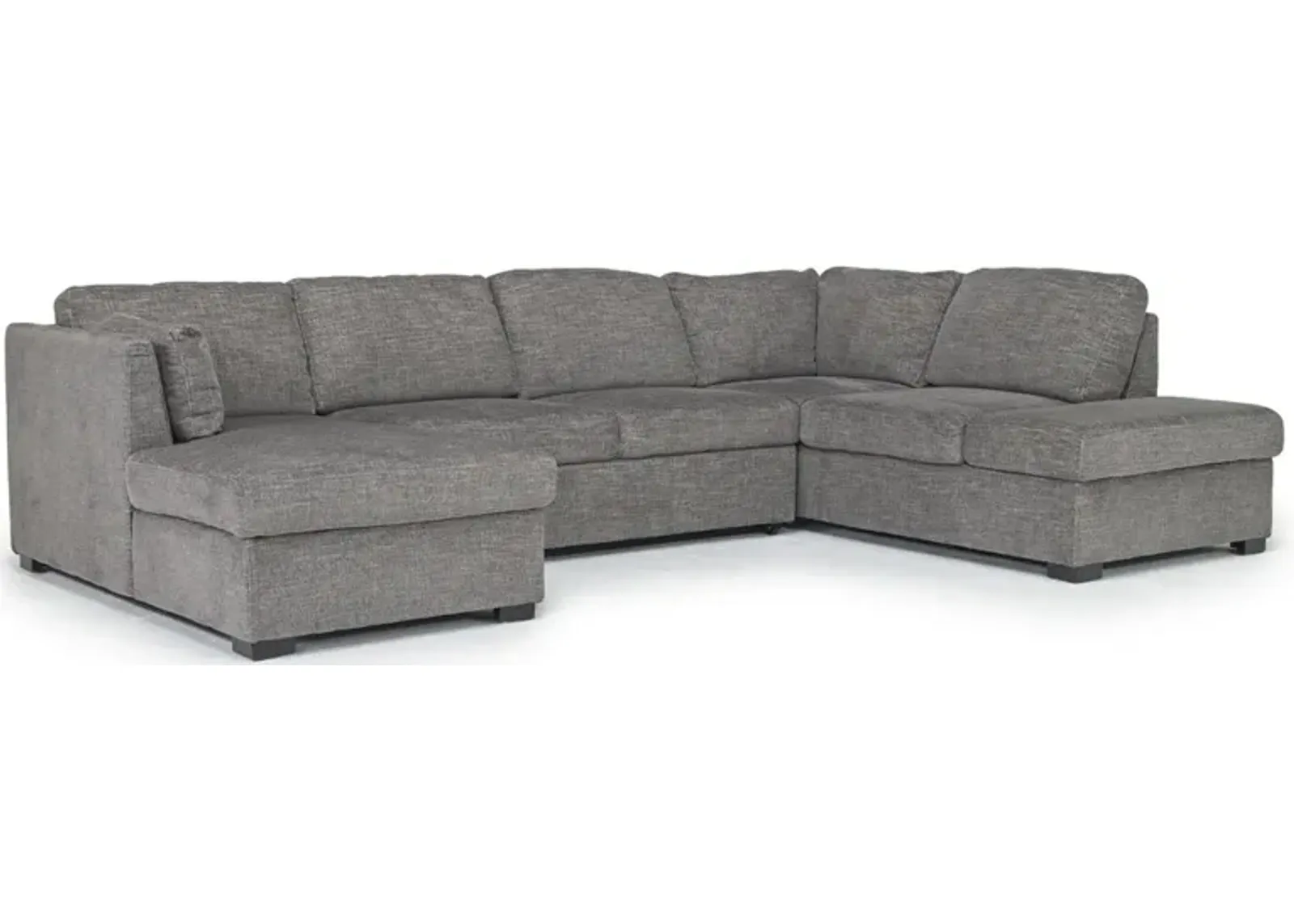 Vivian Full Pullout Dual Chaise Sectional in Gray Fabric (FB), Left Facing