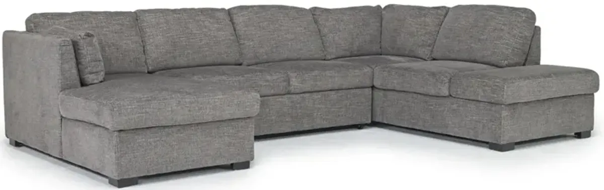 Vivian Full Pullout Dual Chaise Sectional in Gray Fabric (FB), Left Facing