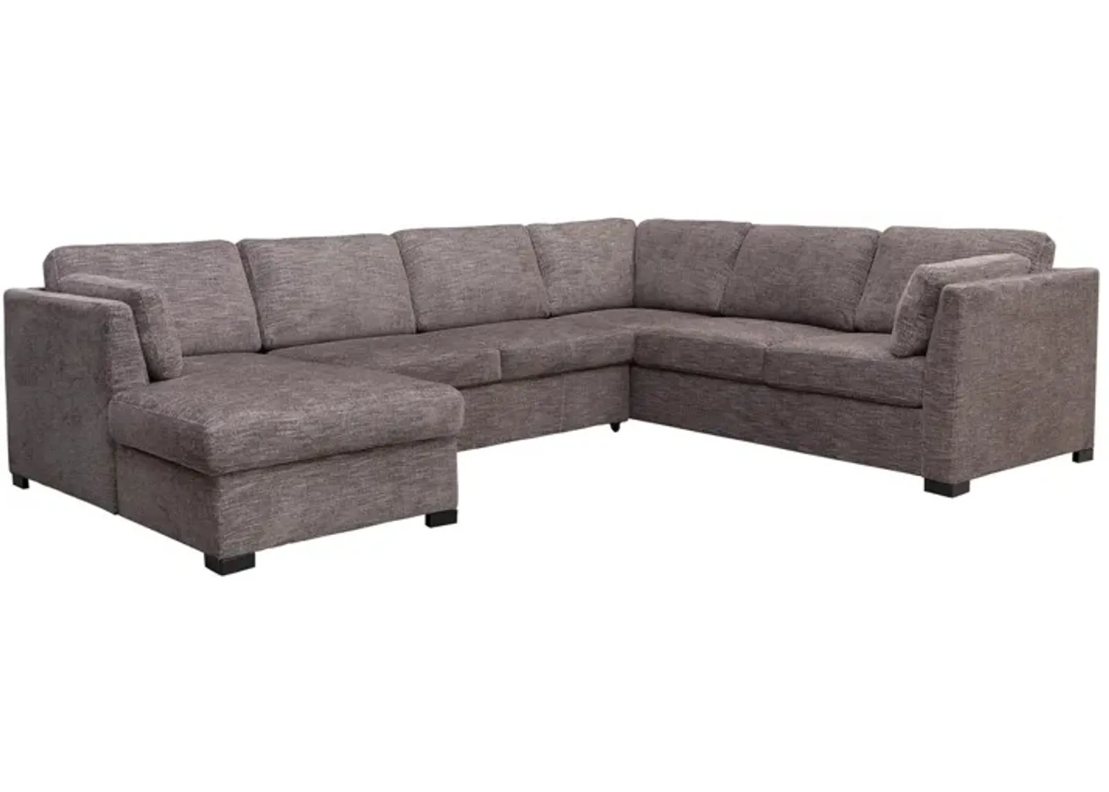 Vivian Full Pullout Tux Sofa Chaise Sectional in Gray Fabric (FB), Left Facing