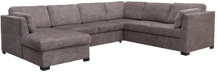 Vivian Full Pullout Tux Sofa Chaise Sectional in Gray Fabric (FB), Left Facing