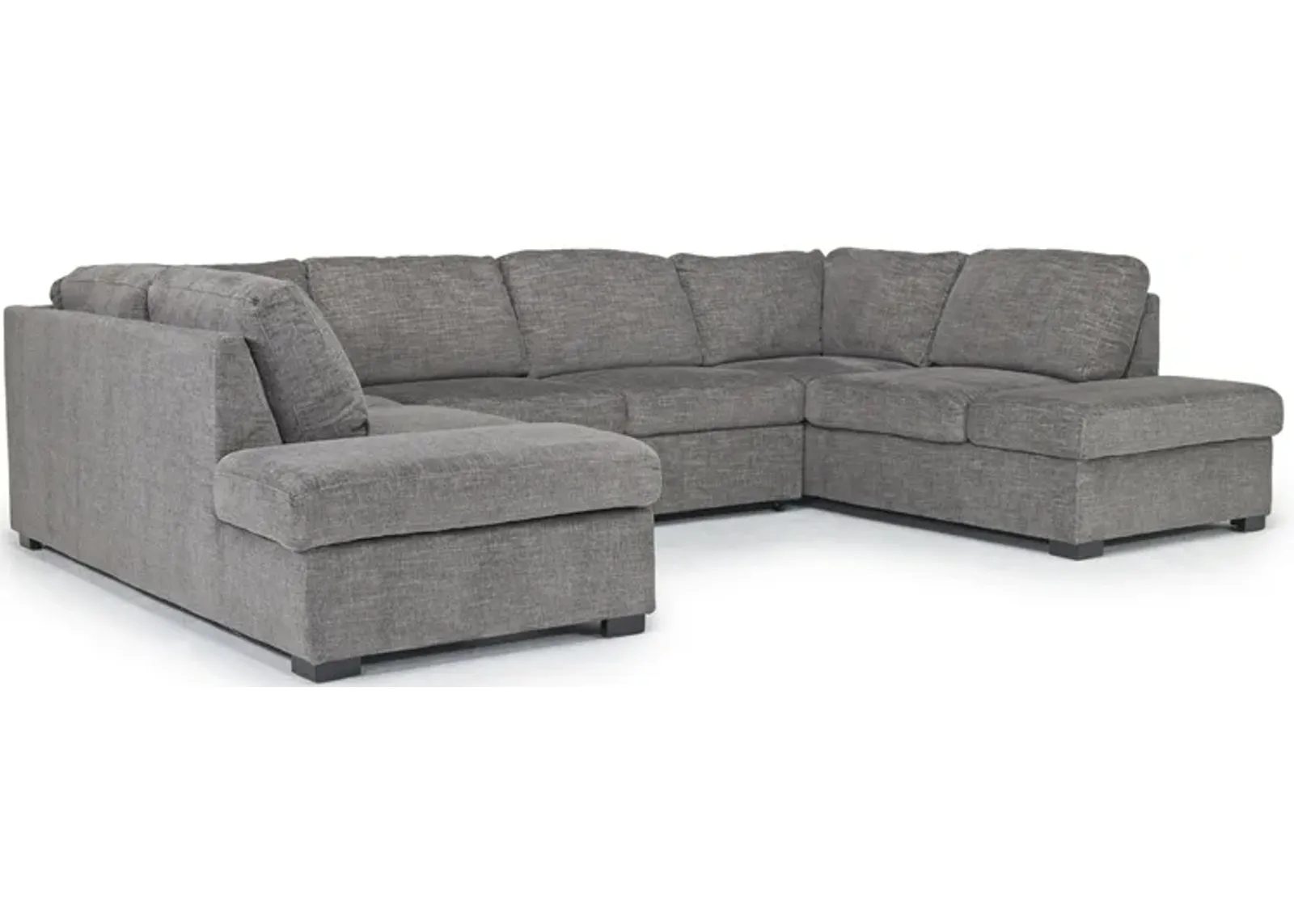 Vivian Dual Tux Chaise Full Pullout Sleeper Sectional in Gray Fabric