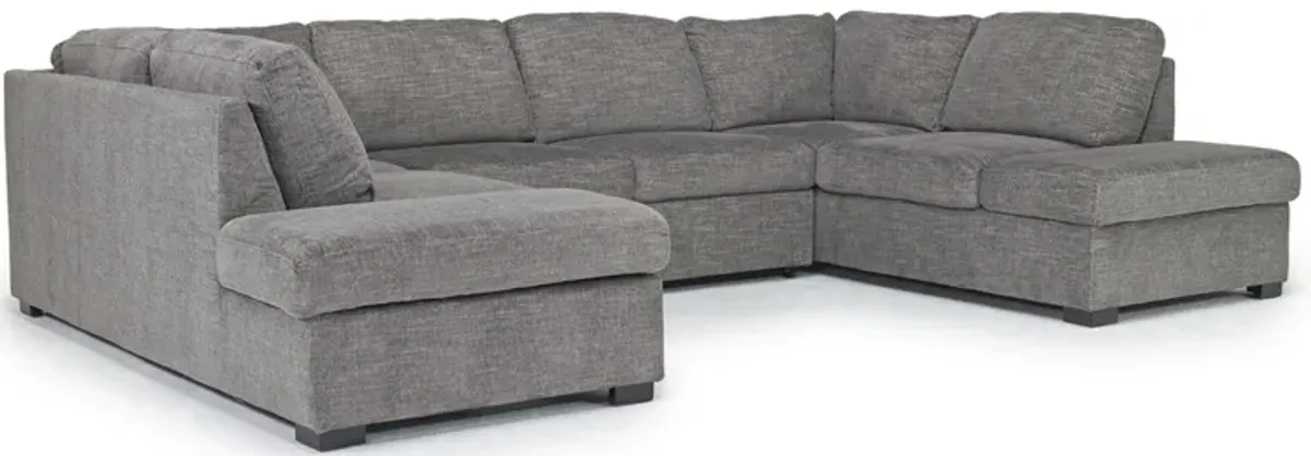 Vivian Dual Tux Chaise Full Pullout Sleeper Sectional in Gray Fabric