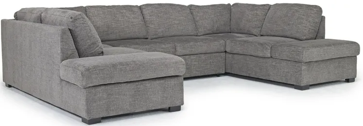 Vivian Dual Tux Chaise Full Pullout Sleeper Sectional in Gray Fabric