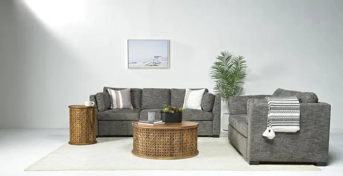 Vivian Queen Pullout Sofa & Full Pullout Loveseat in Gray Fabric