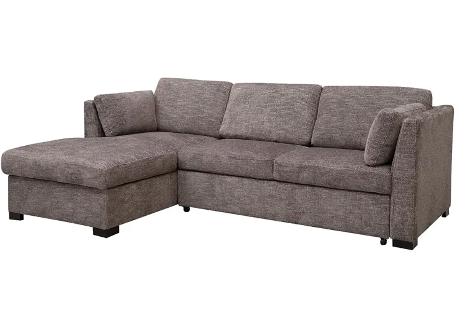 Vivian Full Pullout Sofa Chaise in Gray Fabric (FB), Left Facing