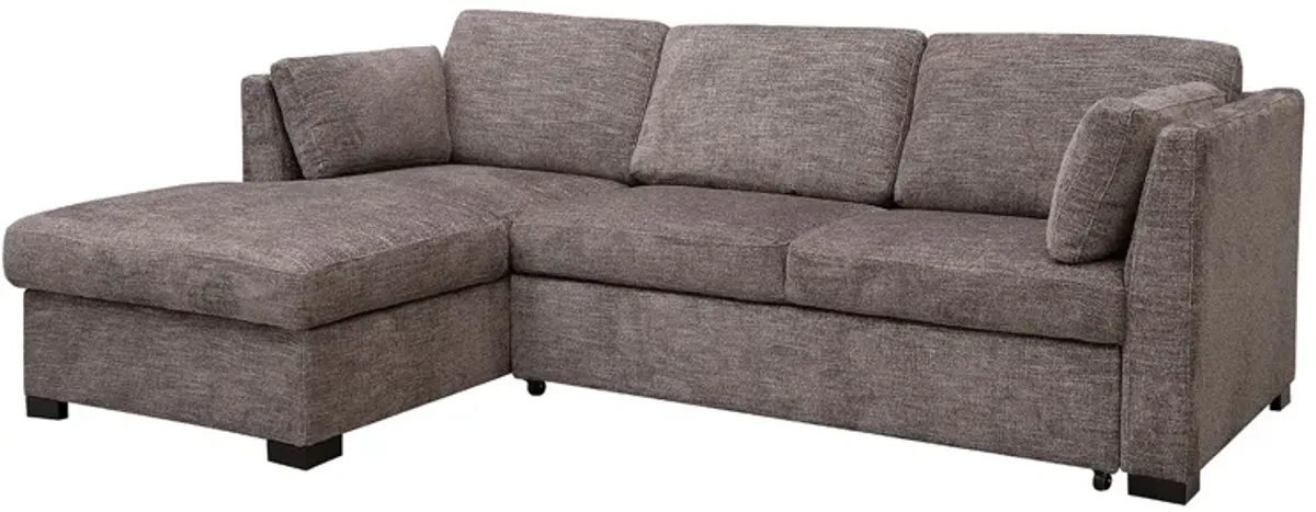 Vivian Full Pullout Sofa Chaise in Gray Fabric (FB), Left Facing