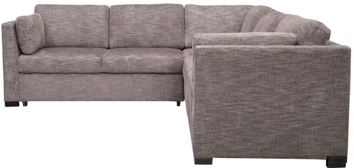 Vivian Full Tux Sleeper Sectional in Gray Fabric, Left Facing