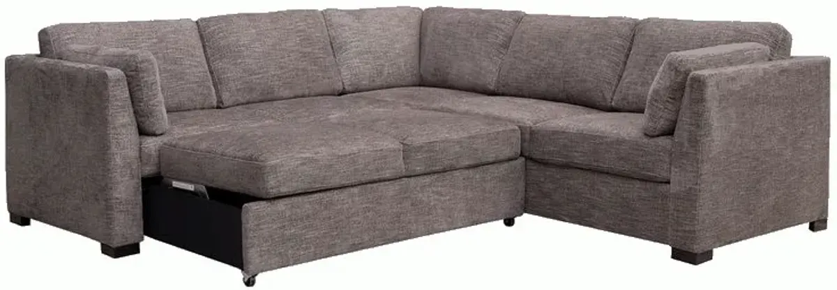 Vivian Full Tux Sleeper Sectional in Gray Fabric (FB), Left Facing