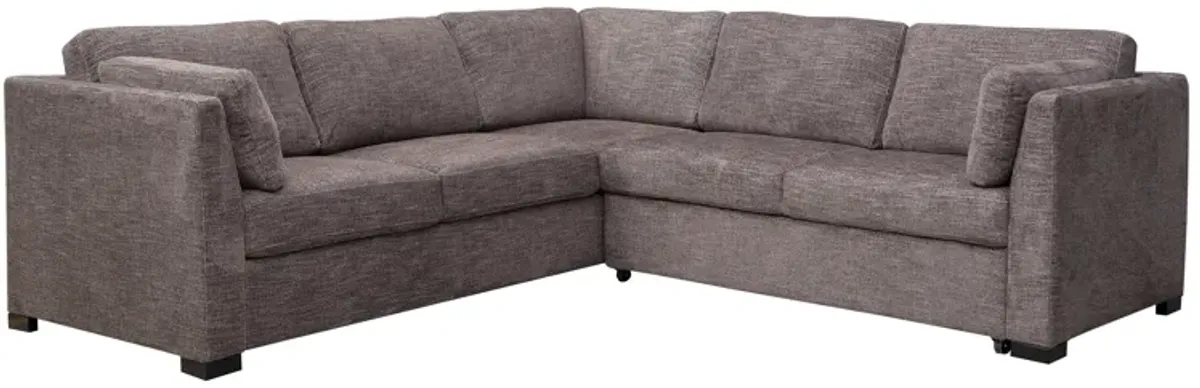 Vivian Full Tux Sleeper Sectional in Gray Fabric, Right Facing