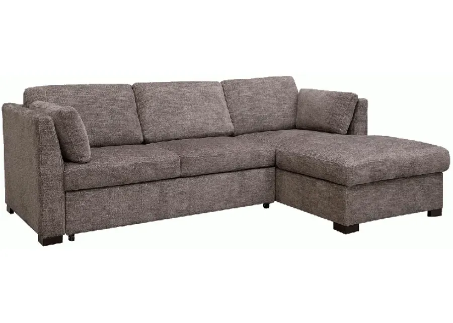 Vivian Full Pullout Sofa Chaise in Gray Fabric (FB), Right Facing