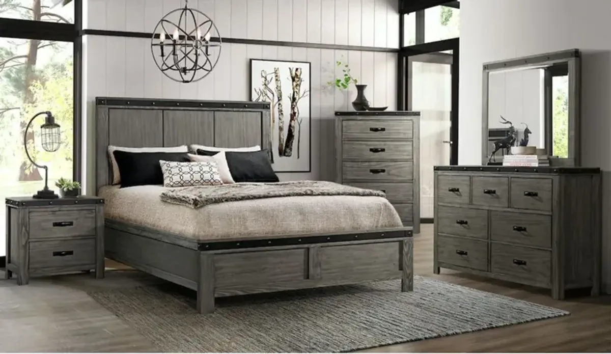 Wade Panel Bed in Gray, Eastern King