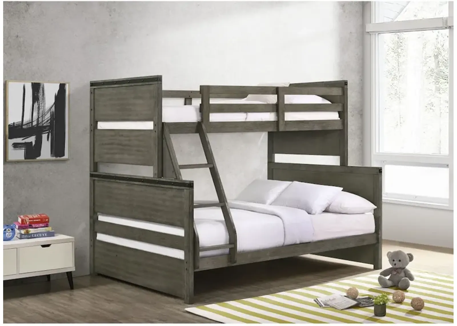 Wade Bunk Bed in Gray, Twin/Full