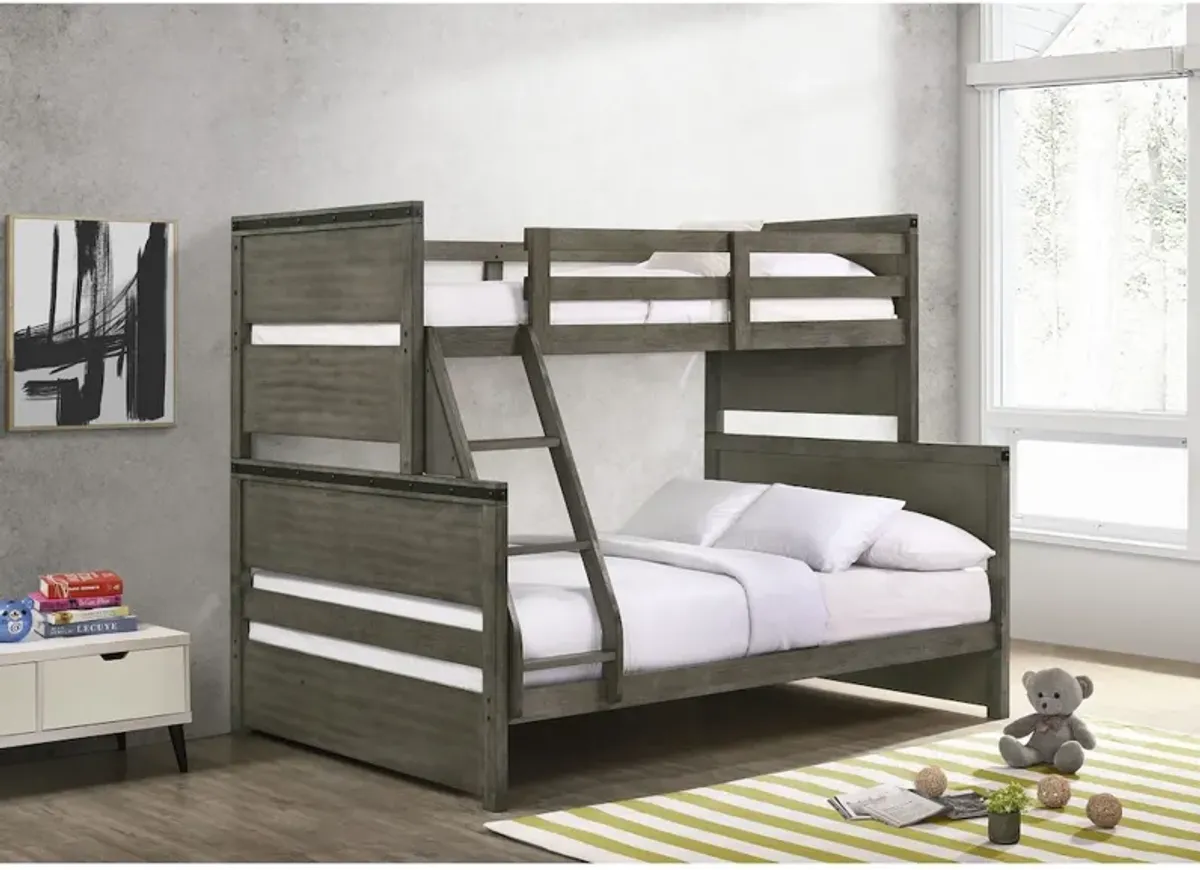 Wade Bunk Bed in Gray, Twin/Full