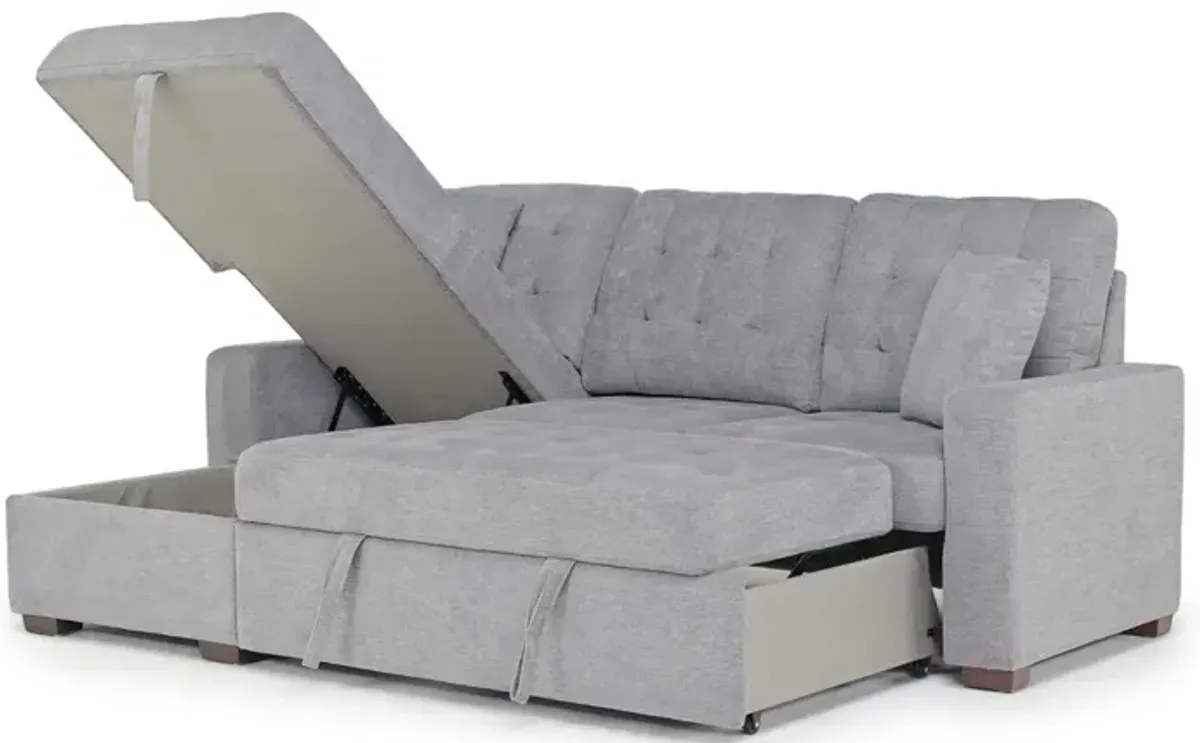 Waitsfield Full Pullout Sofa Chaise in Gray, Left Facing