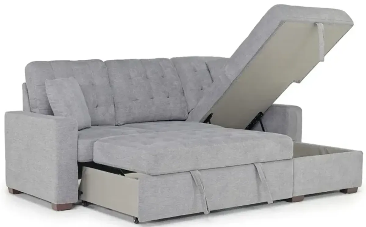 Waitsfield Full Pullout Sofa Chaise in Gray, Right Facing