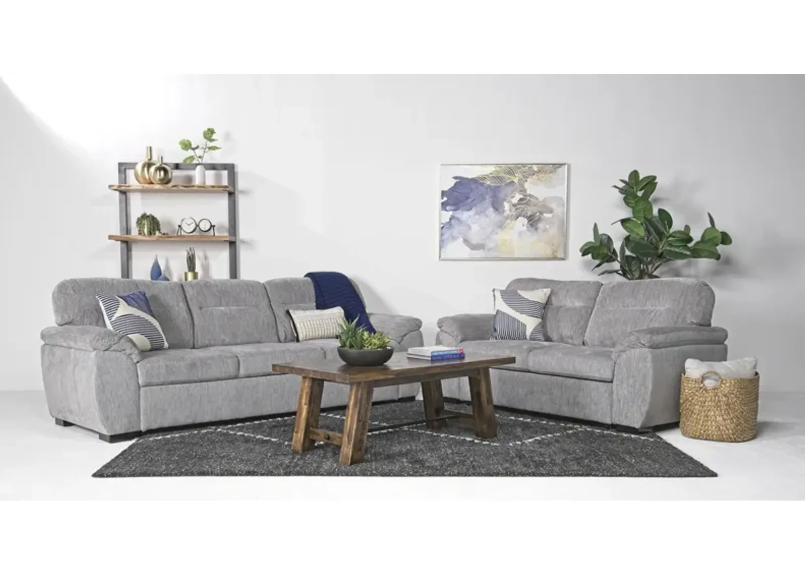 Wanda Queen Pullout Sofa & Full Pullout Loveseat in California Gray