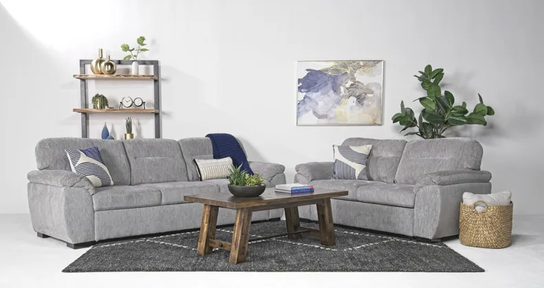 Wanda Queen Pullout Sofa & Full Pullout Loveseat in California Gray by