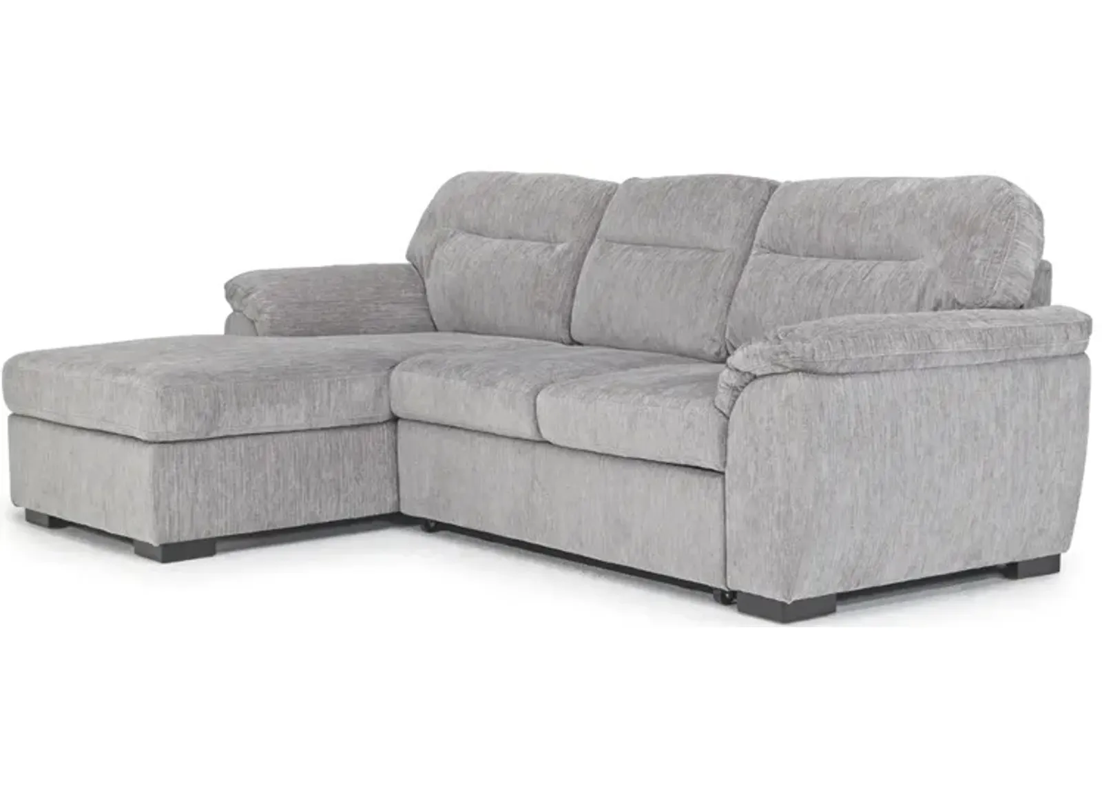 Wanda Full Pullout Sofa Chaise in California Gray, Left Facing