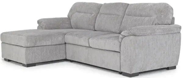 Wanda Full Pullout Sofa Chaise in Gray, Left Facing