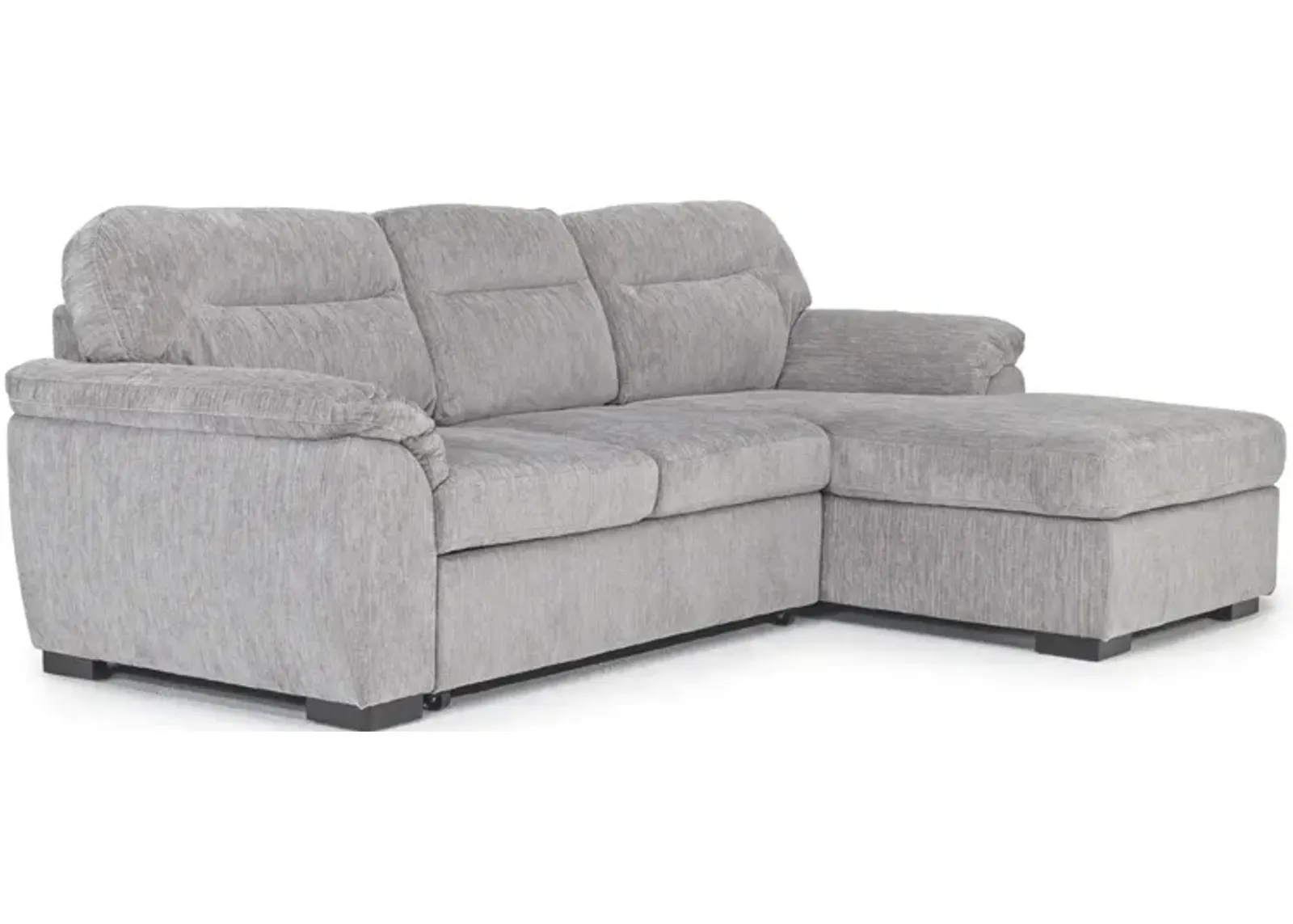 Wanda Full Pullout Sofa Chaise in California Gray, Right Facing