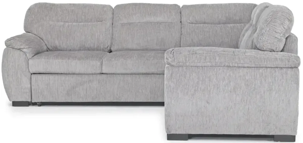 Wanda Full Tux Sleeper Sectional in California Gray, Left Facing