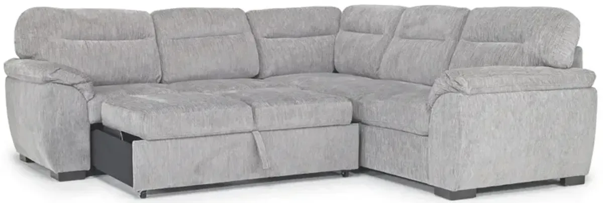 Wanda Full Tux Sleeper Sectional in Gray, Left Facing