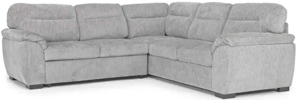 Wanda Full Tux Sleeper Sectional in Gray, Left Facing