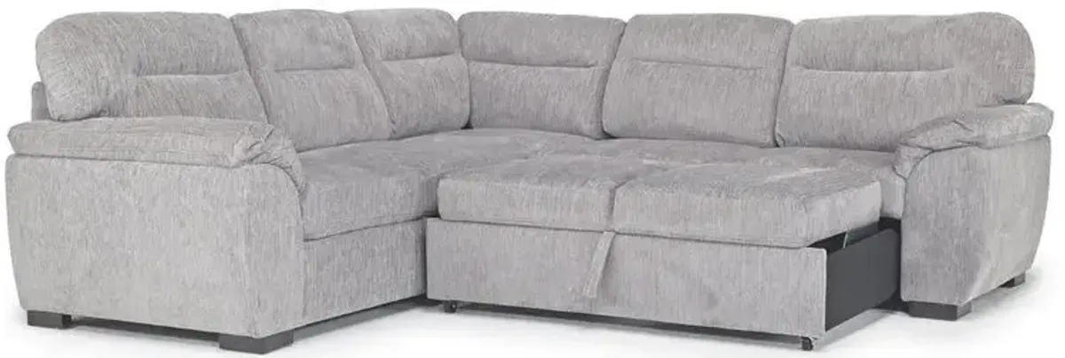 Wanda Full Tux Sleeper Sectional in California Gray, Right Facing