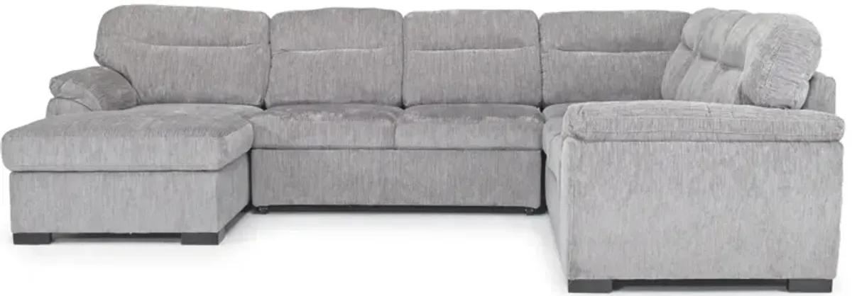 Wanda Full Pullout Tux Chaise Sectional in California Gray, Left Facing