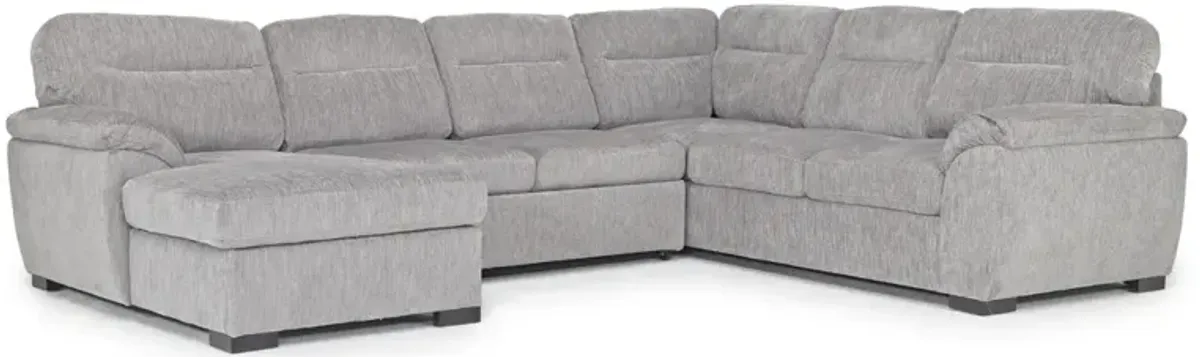 Wanda Full Pullout Tux Chaise Sectional in Gray, Left Facing