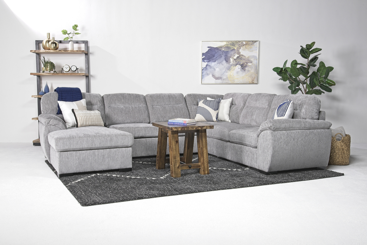 Wanda Full Pullout Tux Chaise Sectional in California Gray, Left Facing