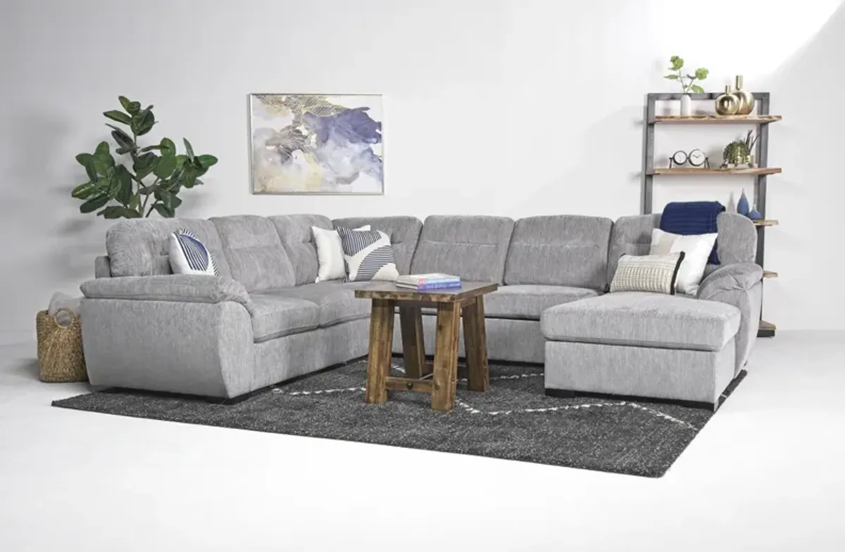 Wanda Full Pullout Tux Chaise Sectional in California Gray, Right Facing