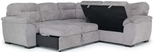 Wanda Storage Sleeper Sectional in Gray, Right Facing