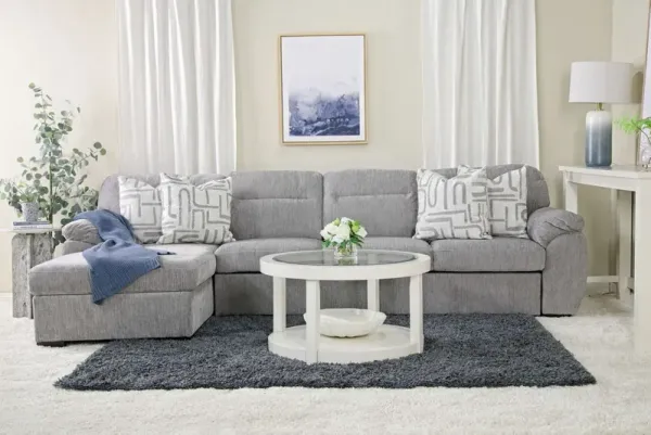 Wanda Queen Pullout Sofa XL Chaise in Gray, Left Facing