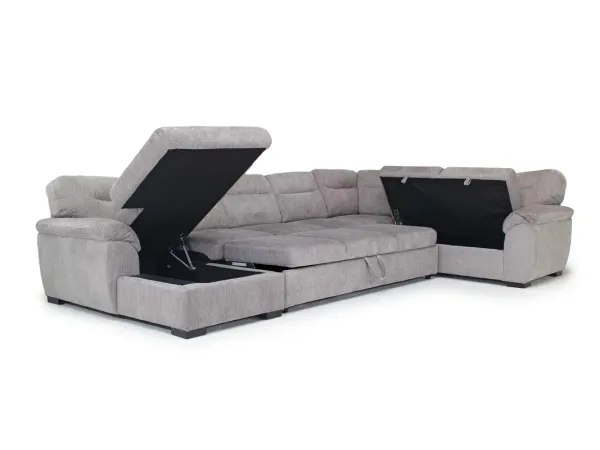 Wanda XL Storage Chaise Sleeper Sectional in Gray, Left Facing